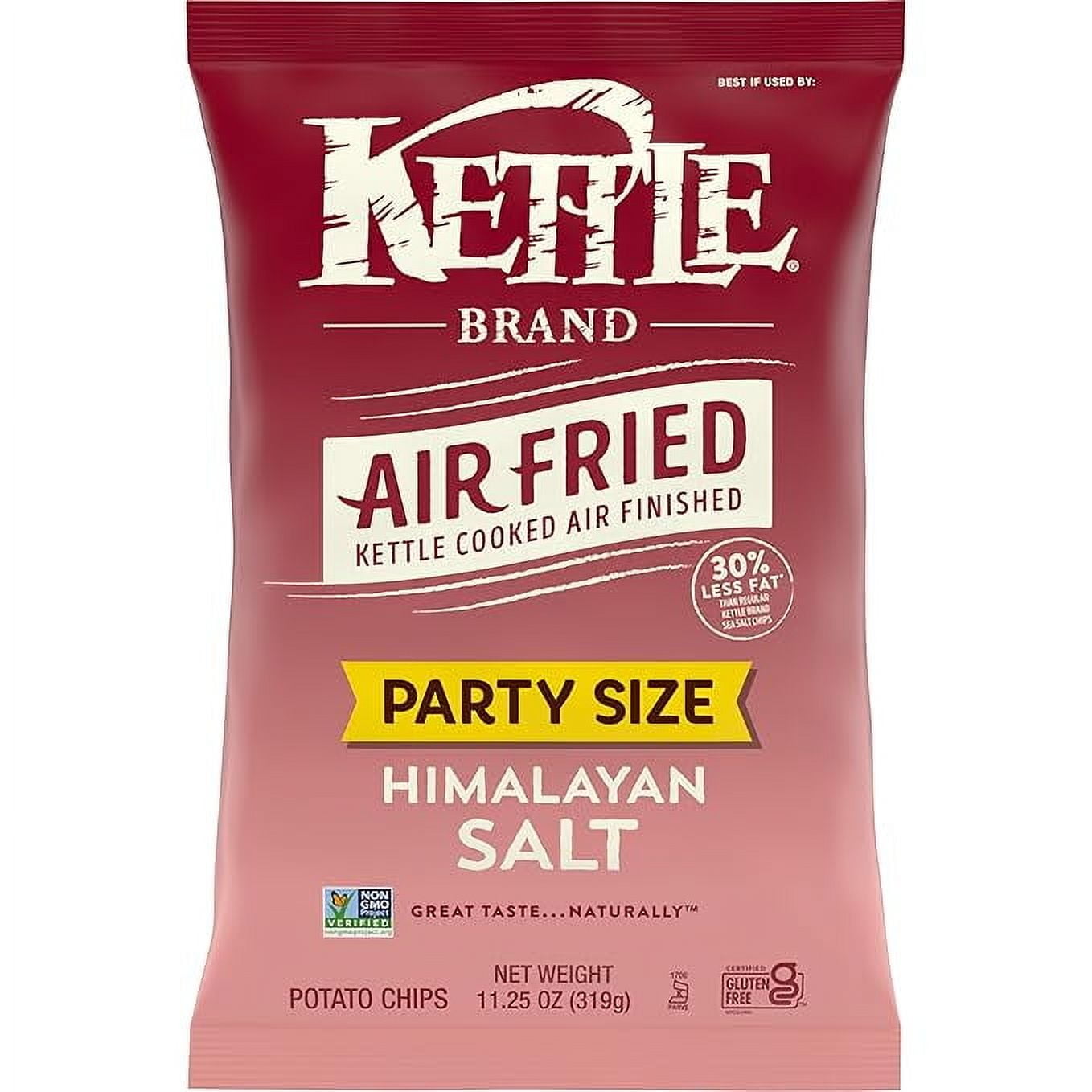 2x-Kettle Brand Potato Chips, Air Fried Himalayan Salt Kettle Chips, 11.25 Oz Party Size Bag(packaging may vary)