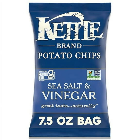 2x-Kettle Brand Sea Salt and Vinegar Kettle Potato Chips, Gluten-Free, Non-GMO, 7.5 oz Bag(packaging may vary)