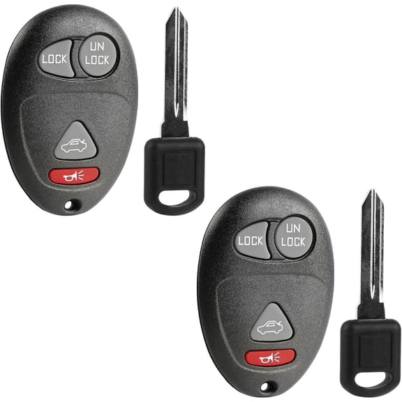 2x Keyless Entry Remote Fob with Replacement Ignition Key for Buick Century Regal Rendezvous Oldsmobile Intrigue Pontiac Aztek Grand Prix (L2C0007T)