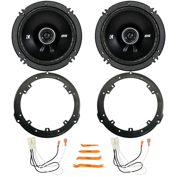 2x Kicker 6.5" 240W Max 2-Way Coaxial Speakers, 2x Metra 82-5605 Rear 6.5" Speaker Wire Wall Plate, 2x Speaker Harness, Pry Tool Set (Fits 2015-2024 Ford F-150 Rear Metra 82-5605 Speaker Package)