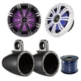 thumbnail image 1 of 2x Kicker KM8 8-INCH Marine Coaxial Speakers, 2x Kicker KMTESW 8" Marine Speaker Enclosures (Black), Enrock Audio Marine Grade Spool of 50 Foot 16-Gauge Speaker Wire, 1 of 5