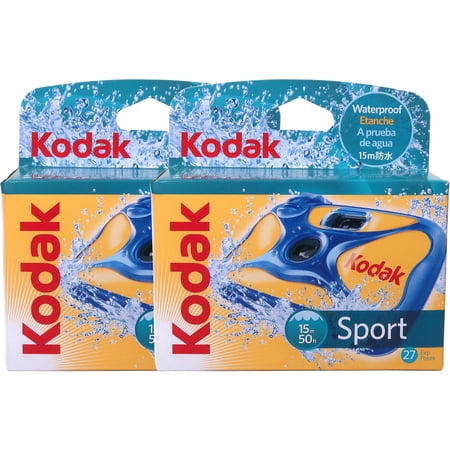 2x Kodak Water and Sport One-Time Use Disposable Camera (ISO-800) Waterproof 35mm - 27 Exposures