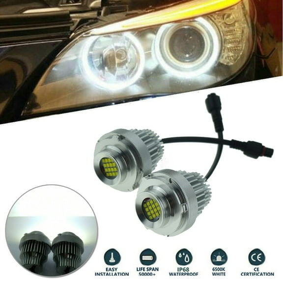 2x LED Angel Eyes 80W LED Halo Rings Headlight Bulbs For E60 E61 LCI 2007-UP