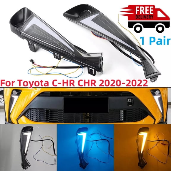 2x LED DRL Front Fog Lights Daytime Running Lamps For Toyota C-HR CHR 2020-2022