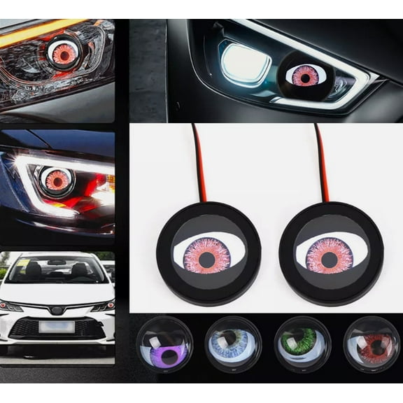 2x LED Dynamic Devil Eyes Lights 12V Car Remote Control Headlight Retrofit Kit-