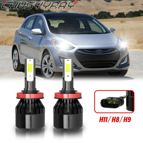 2x LED H11 Low Beam Headlights Ultra Brighter White for Hyundai Elantra GT 2013 2014 2015 2016 2017