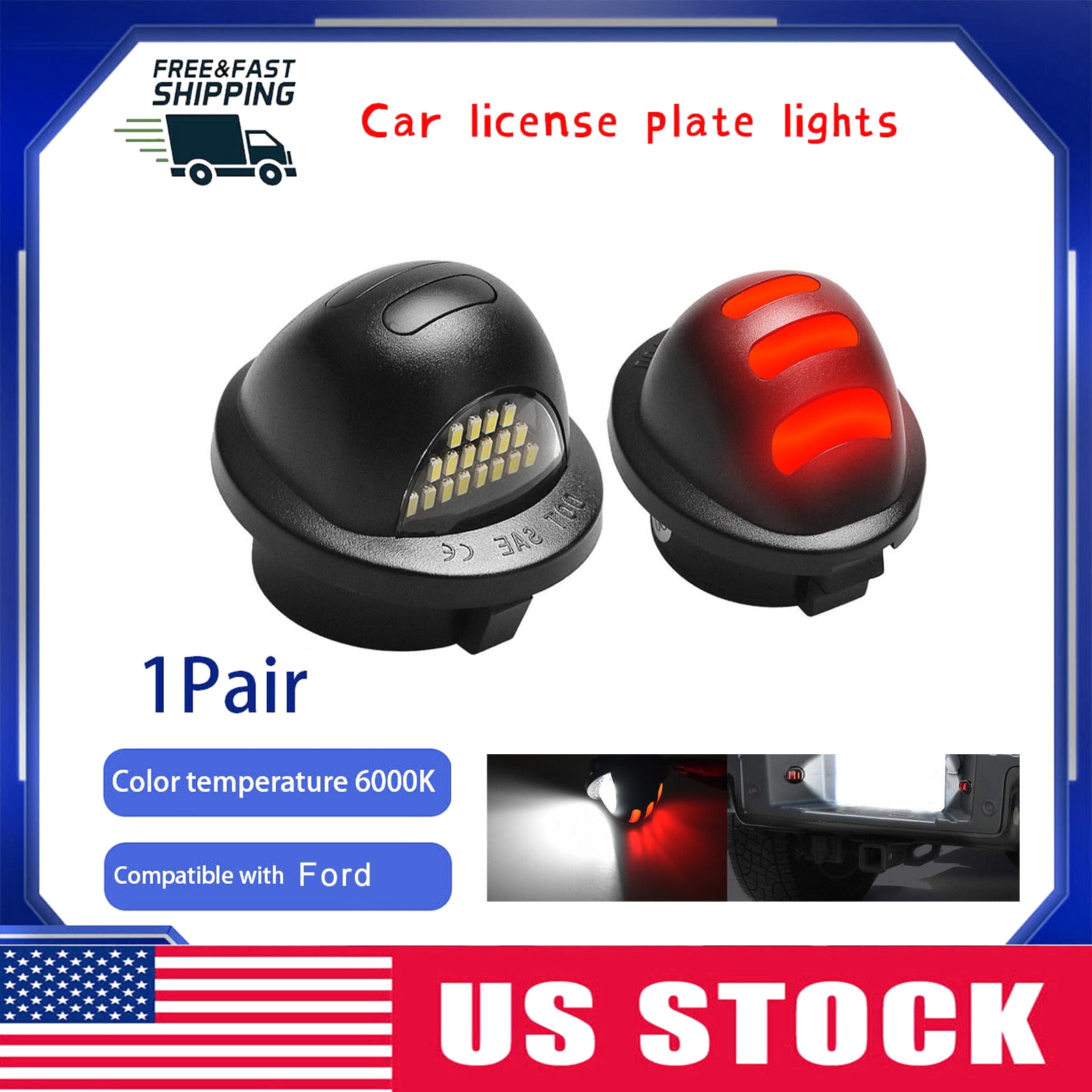 2Pcs License Plate Light For F-150 1990-2014 LED Number License