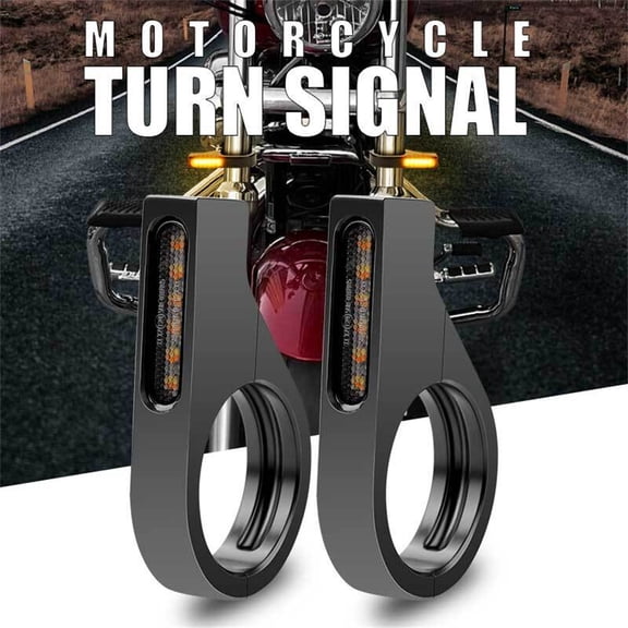 2x LED Motorcycle DRL Turn Signal Blinkers Light 12V For 39-41mm Fork Mount Clamp