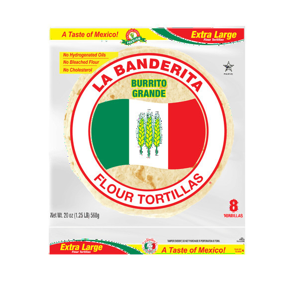 La Banderita Burrito Grande Extra Large Flour Tortillas 8 Count