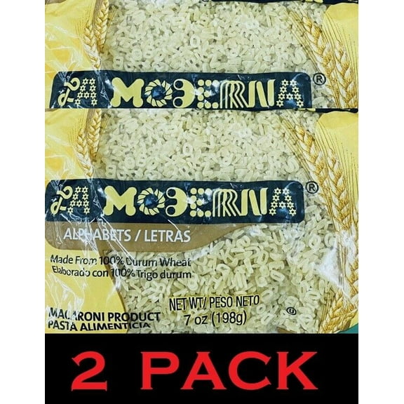 2x La Moderna ALPHABETS Pasta Noodles Durum Wheat Macaroni 7 Oz Bag - 2 PACK