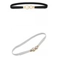 thumbnail image 1 of 2x Ladies Elastic Narrow Waist Belt Leather Skinny Waistband Skirt Decor white, 1 of 8