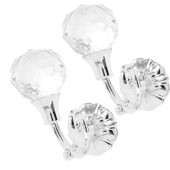 2x Large Alloy Crystal Glass Curtain Holdback Wall Tie Back Hooks Hanger Holder