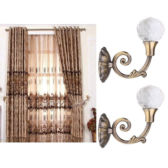 2x Large Metal Crystal Glass Curtain Holdback Wall Tie Back Hooks Hanger Holder