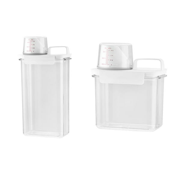 2x Laundry Detergent Container, Cereal Rice Barrel Washing Clear Food Storage Bin for Sugar Rice Snack
