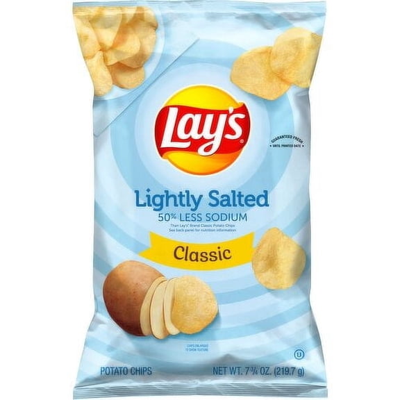 Pack Of 2 Lay's Lightly Salted Classic Potato Chips, 7.75 oz (Package May Vary)