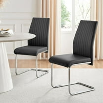 2x Lorenzo Black Faux Leather Chrome Dining Chairs