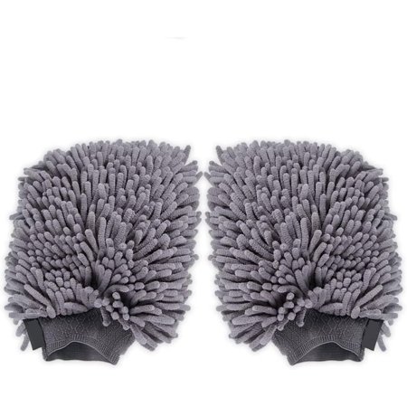 2x MICROFIBRE CAR WASH MITT ULTRA SOFT NOODLE GLOVE SCRUB CLEANING SPONGE 2 IN 1