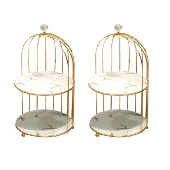 2x Made From Birdcage Shaped Cakes Cupcakes Display Serving Stand Dresser Cosmetics Cosmetics Cosmetics Makeups Storage Organizer Holder for , White