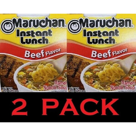 2x Maruchan Instant Lunch Ramen Noodles BEEF FLAVOR Soup Cup 2.25 oz - 2 PACK