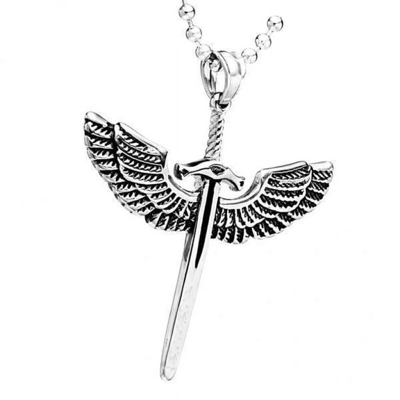 2x Men Punk Rock Stainless Steel Pendant Necklace Gothic Sweater Chain Jewelry