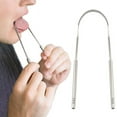 thumbnail image 1 of 2x Metal Tongue Scraper Cleaning Brush Bad Breath Silver Stainless Steel Tool, 1 of 5