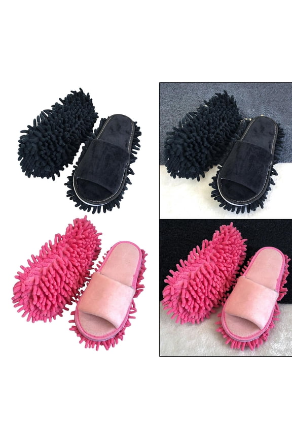 2x Microfiber Slippers, Cleaner Portable Unisex Household Open Toe Lazy Cleaning Tool for Kitchen Bedroom Bathroom ing House Dusting