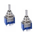 thumbnail image 1 of 2x Mini Toggle Switches Metal Round Tip Flip 3-Pin SPDT Silver Bolt Panel ON-ON, 1 of 8