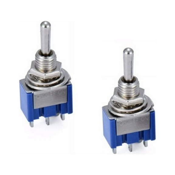 2x Mini Toggle Switches Metal Round Tip Flip 3-Pin SPDT Silver Bolt Panel ON-ON