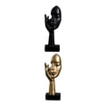 thumbnail image 1 of 2x Modern Abstract Characters Face Sculpture Crafts Decor Golden and Black, 1 of 8