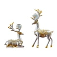 thumbnail image 1 of 2x Modern Couple Deer Statue, Reindeer Figurines Sitting and Standing Collectable Resin Elk Sculpture for Apartment Decor Housewarming Gift Argent, 1 of 9