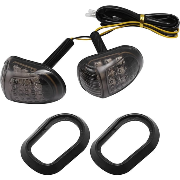 2x Motorcycle 9 LED Flush Mount Turn Signal Smoke Amber Lights Blinker Indicator Universal