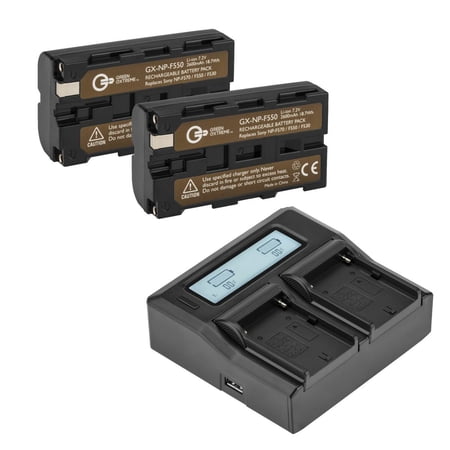 Green Extreme 2x NP-F550 7.2V 18.72Wh Li-Ion Batteries, Bundle with Green Extreme Dual Charger Kit