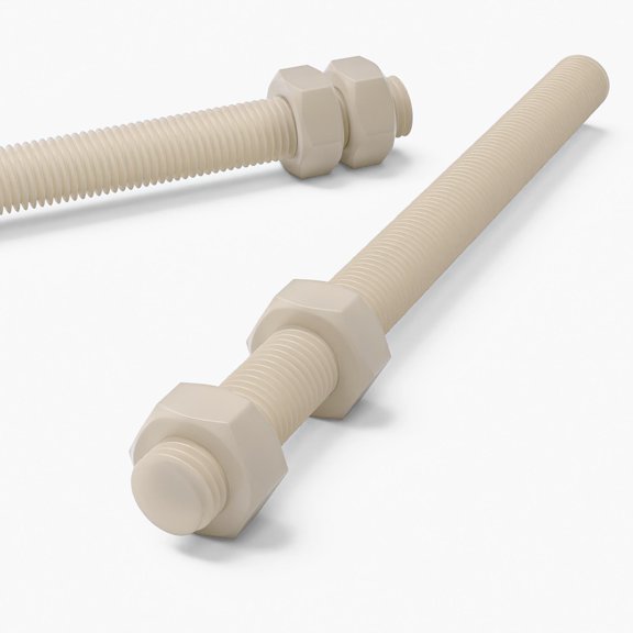 2x Natural PA66 M16 x 200 mm Threaded Rods Nylon Plastic All-Thread