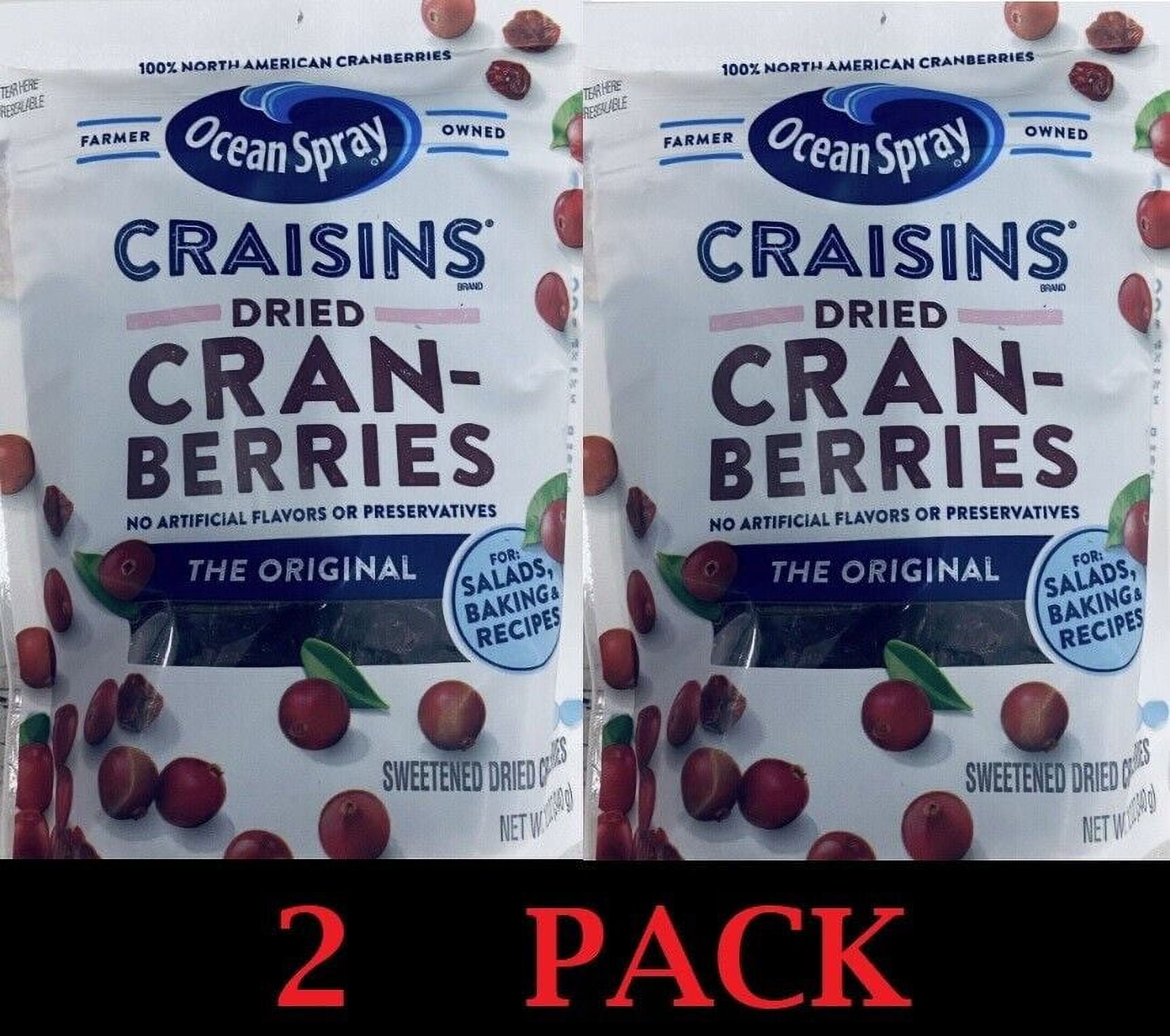 2x Ocean Spray THE ORIGINAL Craisins Dried Cranberries 12 oz Bag - 2 PACK