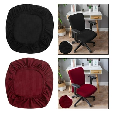 Universal Stretch Office Chair Cover - Removable Slipcover For Swivel/Task Chairs (Black)