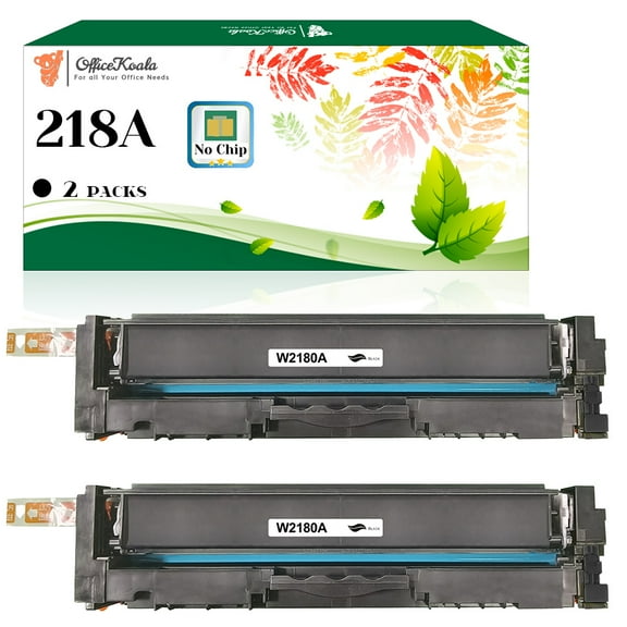 2x Office Koala 218A Black Toner Cartridges(No Chip), Compatible with HP Color LaserJet Pro 3201dw MFP 3301cdw/3301fdw/3301sdw, 1300 Pages Yield (Replacement for OEM Part W2180A)