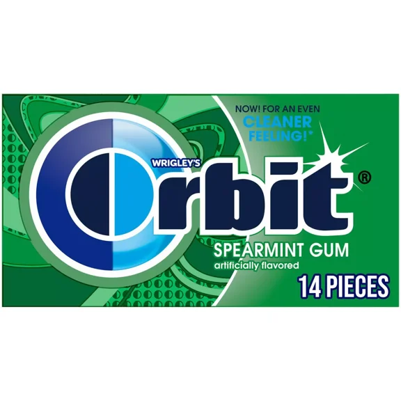 2x-Orbit Spearmint Sugar Free Chewing Gum Single Pack -14 Piece