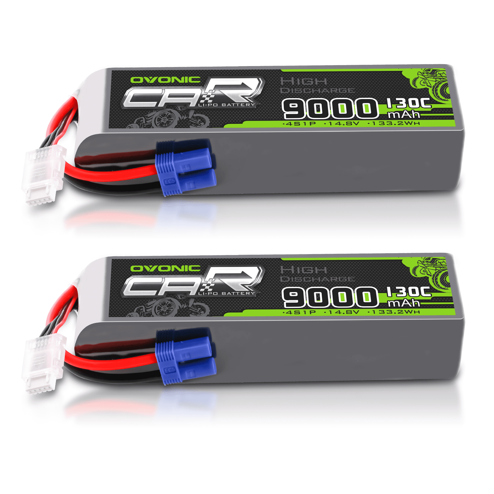 2x Ovonic 14.8V 130C 4S 9000mAh Lipo Battery EC5 for RC Car Airplane Jet Heli