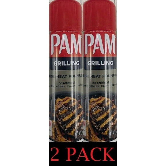 2x PAM HIGH HEAT FORMULA Grilling Cooking Spray Non Stick - 5 Oz Can - 2 PACK