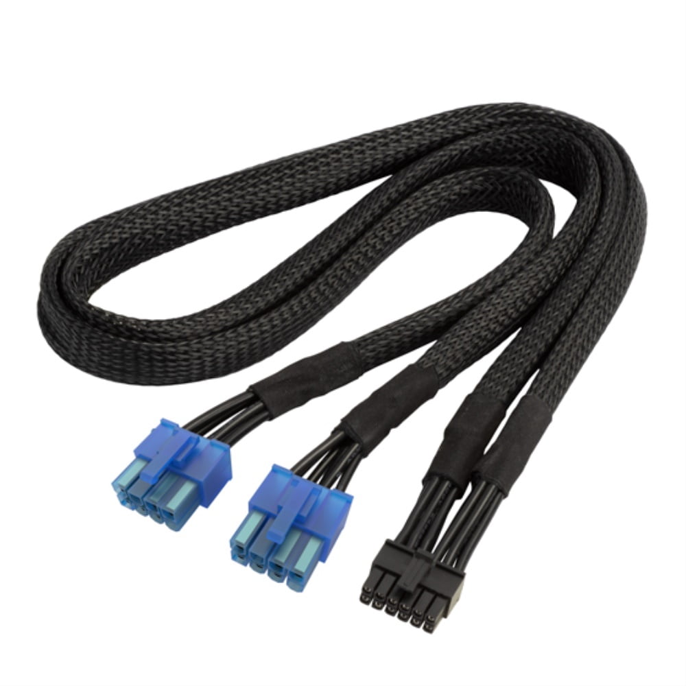 2x PCIe 8pin to 1x 12pin GPU power cable, black sleeved, 16AWG550mm