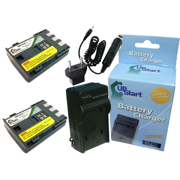 2x Pack - Canon G7 Battery + Charger with Car & EU Adapters - Replacement for Canon NB-2LH Digital Camera Battery and Charger (1800mAh, 7.4V, Lithium-Ion)
