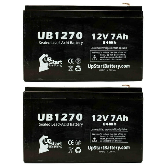 2x Pack - Compatible APC Back-UPS Pro 280 BP280SI Battery - Replacement UB1270 Universal Sealed Lead Acid Battery (12V 7Ah, 7000mAh, F1 Terminal, AGM, SLA) - Includes 4 F1 to F2 Terminal Adapters