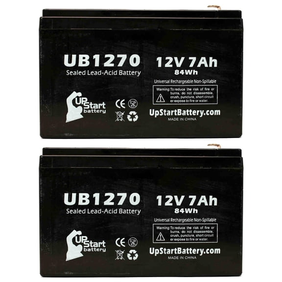 2x Pack - Compatible Cyberpower CP1350AVRLCD Battery - Replacement UB1270 Universal Sealed Lead Acid Battery (12V 7Ah, 7000mAh, F1 Terminal, AGM, SLA) - Includes 4 F1 to F2 Terminal Adapters