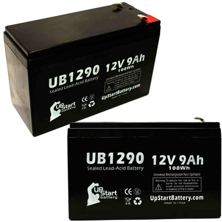 2x Pack - Compatible EATON / POWERWARE EVOLUTION 650T Battery - Replacement UB1290 Universal Sealed Lead Acid Battery (12V, 9Ah, 9000mAh, F1 Terminal, AGM, SLA) - Includes 4 F1 to F2 Terminal Adapters
