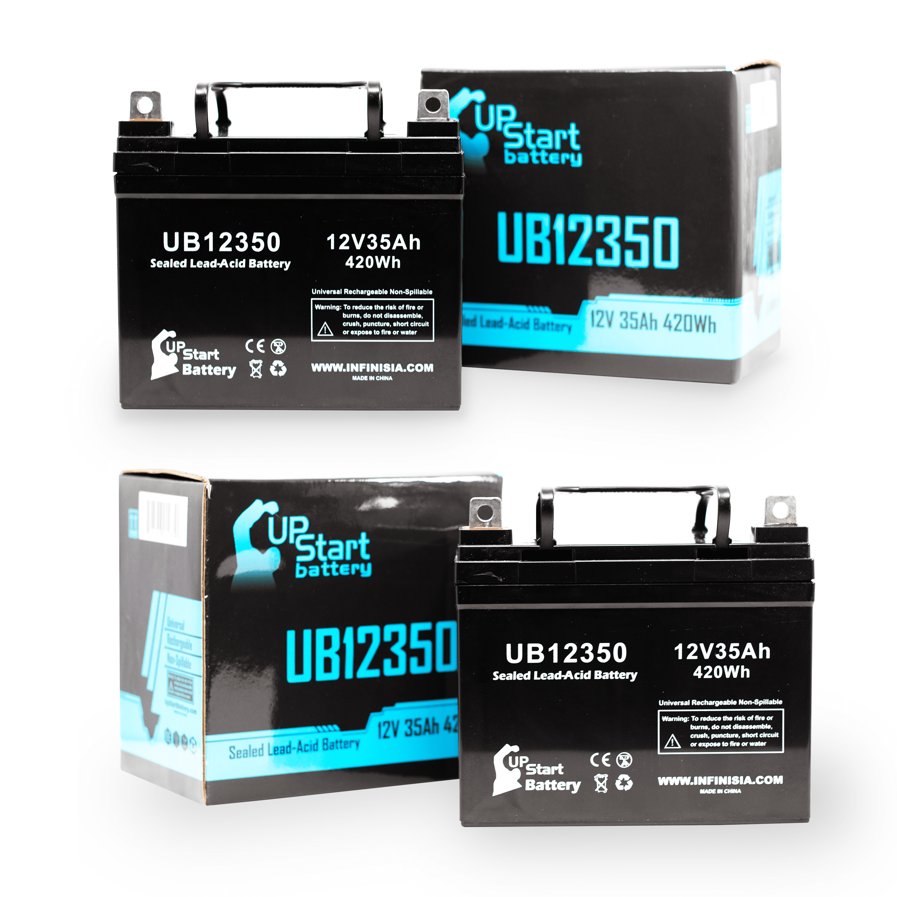 2x Pack - Compatible Ford 70 Battery - Replacement UB12350 Universal Sealed Lead Acid Battery (12V, 35Ah, 35000mAh, L1 Terminal, AGM, SLA)