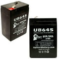 thumbnail image 1 of 2x Pack - Compatible Powersonic PS-640 Battery - Replacement UB645 Universal Sealed Lead Acid Battery (6V, 4.5Ah, 4500mAh, F1 Terminal, AGM, SLA) - Includes 4 F1 to F2 Terminal Adapters, 1 of 4