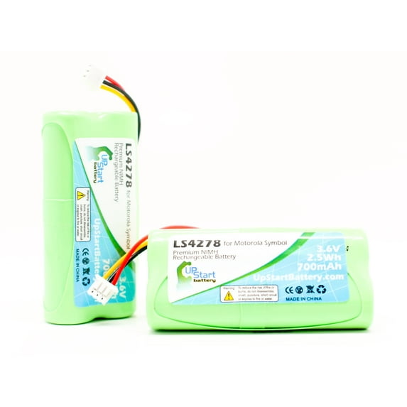 2x Pack - Motorola Symbol BTRY-LS42RAAOE-01 Battery - Replacement for Motorola Symbol LS4278 Barcode Scanner Battery (700mAh, 3.6V, NI-MH)