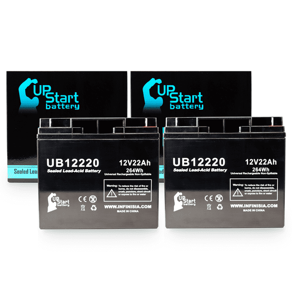 2x Pack - Pride Gogo Elite Traveler Battery Replacement - UB12220 Universal Sealed Lead Acid Battery (12V, 22Ah, 22000mAh, T4 Terminal, AGM, SLA)