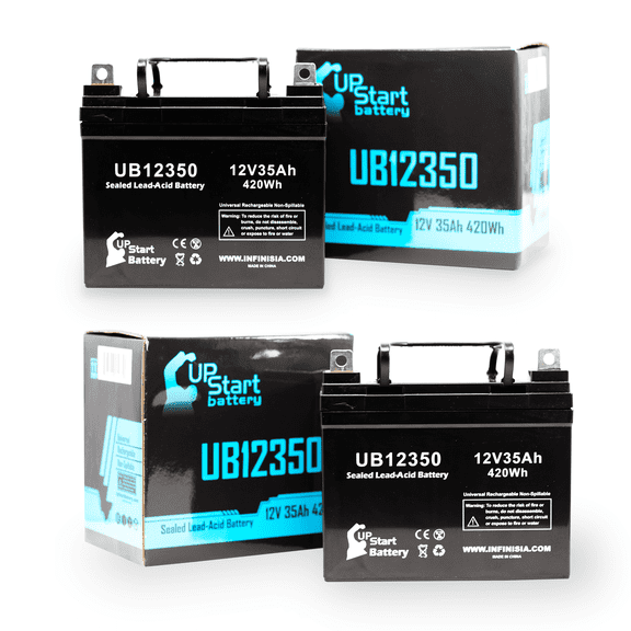 2x Pack - Pride Jazzy Select Traveller TSLTRAV Battery Replacement - UB12350 Universal Sealed Lead Acid Battery (12V, 35Ah, 35000mAh, L1 Terminal, AGM, SLA)