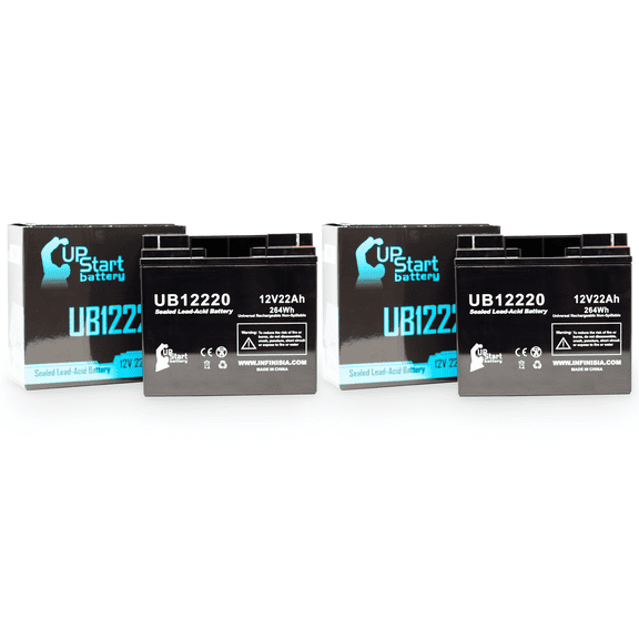 2x Pack - Rascal 320 PC Battery Replacement - UB12220 Universal Sealed Lead Acid Battery (12V, 22Ah, 22000mAh, T4 Terminal, AGM, SLA)